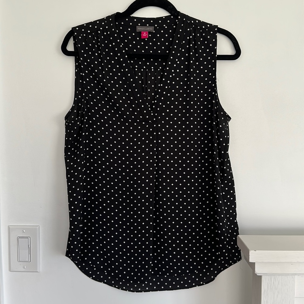 Vince Camuto Size Medium Black and white polka dot Business Blouse